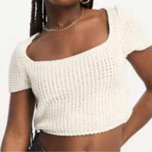 ASOS Cream Knit Crop Top